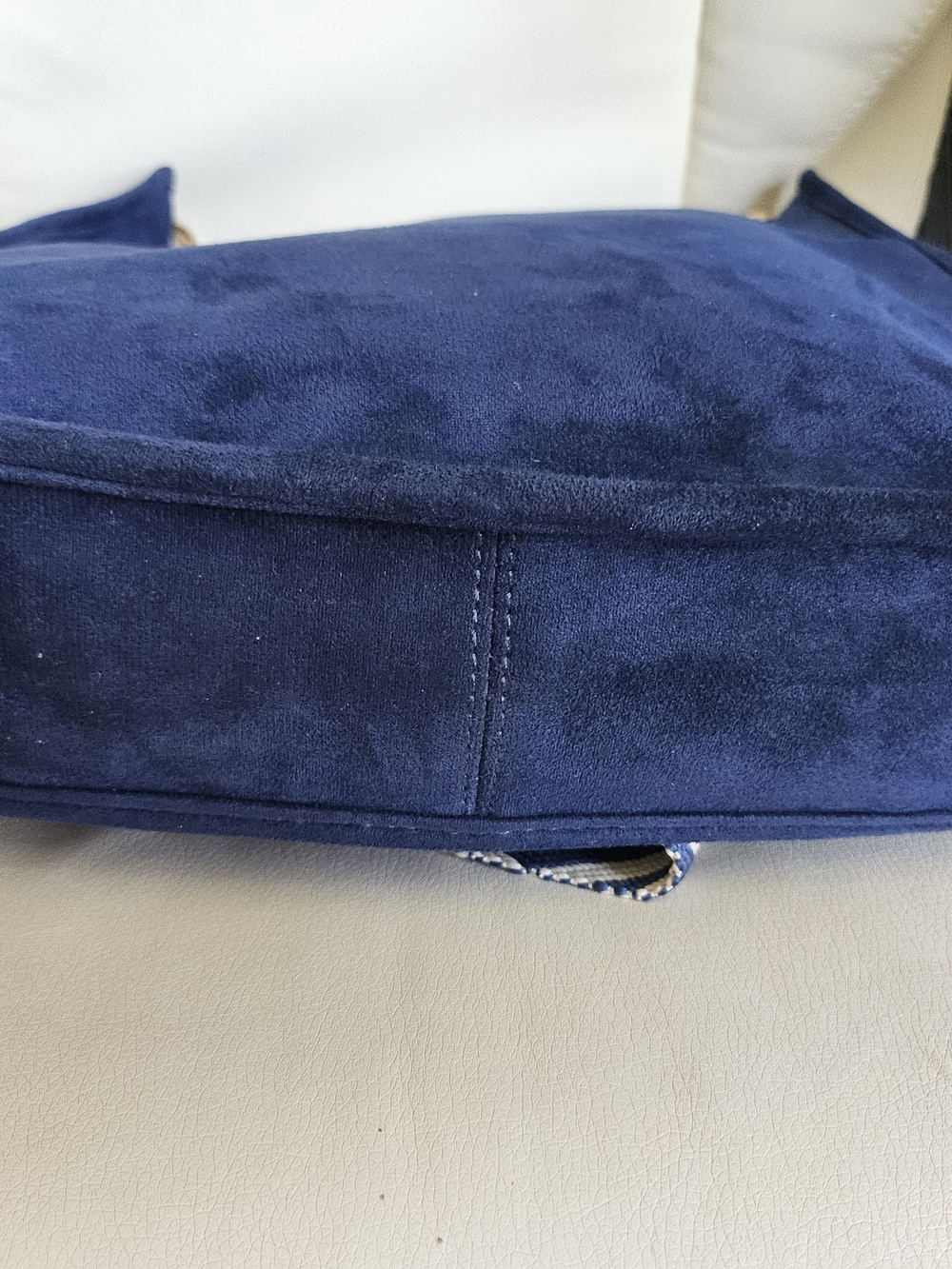 ah dorned Navy Vegan Suede Shoulder Bag with 2 - Guitar Straps - Picture 12 of 12